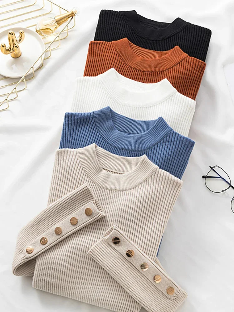 Button O-Neck Sweater